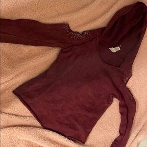 Maroon Hooded Crop Top